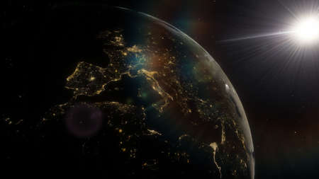 Universe filled with stars. Cosmic landscape, beautiful science fiction illustration with endless...