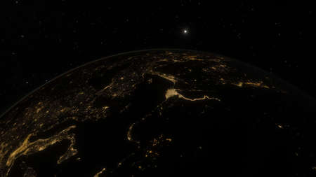 Universe filled with stars. Cosmic landscape, beautiful science fiction illustration with endless...