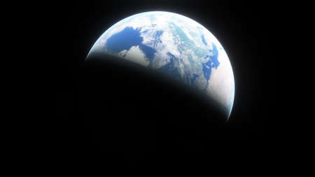 beautiful surface of the planet against the background of stars and galaxies in bright colors, space...