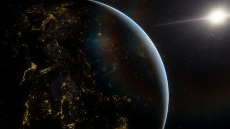 Universe filled with stars. Cosmic landscape, beautiful science fiction illustration with endless...