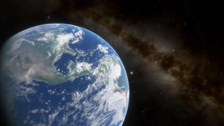 science fiction wallpaper, cosmic landscape, realistic exoplanet, beautiful alien planet in far space, detailed planet surface 3d renderの写真素材