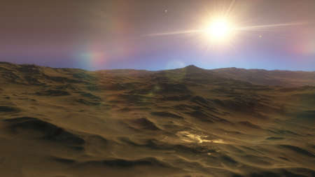 science fiction wallpaper, cosmic landscape, realistic exoplanet, beautiful alien planet in far space, detailed planet surface 3d renderの写真素材