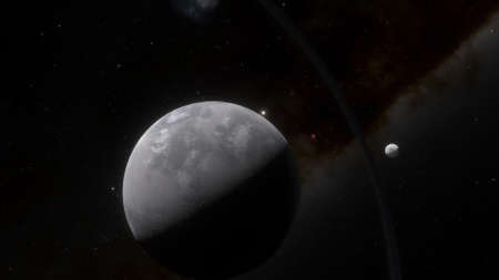 science fiction wallpaper, cosmic landscape, realistic exoplanet, beautiful alien planet in far space, detailed planet surface 3d renderの写真素材