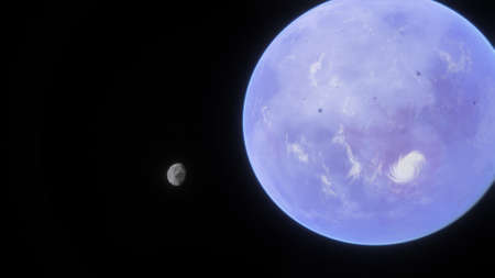 science fiction wallpaper, cosmic landscape, realistic exoplanet, beautiful alien planet in far...