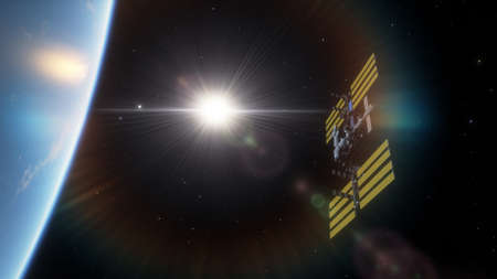 science fiction wallpaper, cosmic landscape, realistic exoplanet, beautiful alien planet in far...