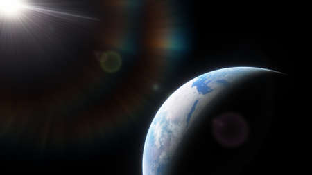 science fiction wallpaper, cosmic landscape, realistic exoplanet, beautiful alien planet in far...