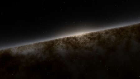 science fiction wallpaper, cosmic landscape, realistic exoplanet, beautiful alien planet in far...