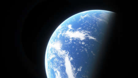 science fiction wallpaper, cosmic landscape, realistic exoplanet, beautiful alien planet in far...
