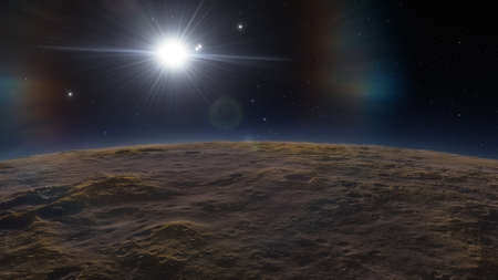 alien planet landscape, view from a beautiful planet, beautiful space background 3d render