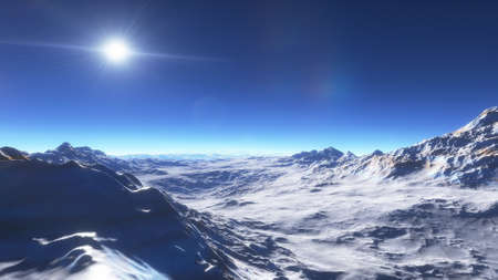 alien planet landscape, view from a beautiful planet, beautiful space background 3d renderの写真素材