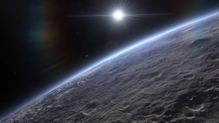 alien planet landscape, view from a beautiful planet, beautiful space background 3d renderの写真素材