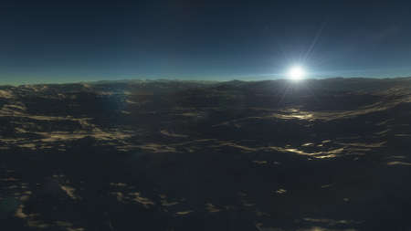 alien planet landscape, view from a beautiful planet, beautiful space background 3d render