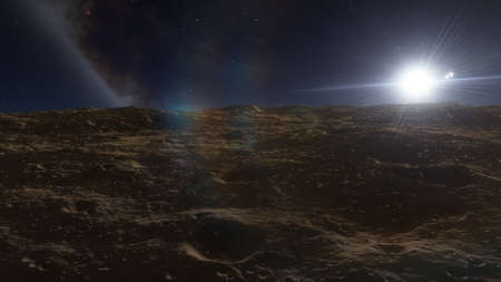 alien planet landscape, view from a beautiful planet, beautiful space background 3d render