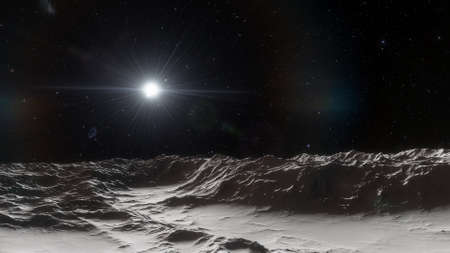 alien Planet, fantasy landscape, view from the surface of an exo-planet, science fiction landscape, 3d Renderの写真素材