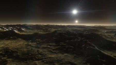 Deep space planets, awesome science fiction wallpaper, cosmic landscape. 3D render