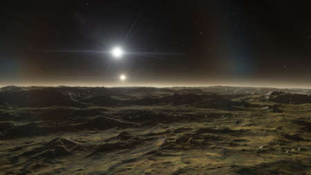 Deep space planets, awesome science fiction wallpaper, cosmic landscape. 3D render