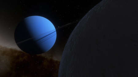 Deep space planets, awesome science fiction wallpaper, cosmic landscape. 3D render