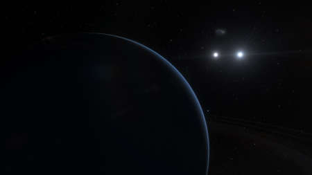 Deep space planets, awesome science fiction wallpaper, cosmic landscape. 3D render