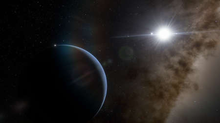 Deep space planets, awesome science fiction wallpaper, cosmic landscape. 3d render