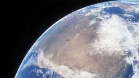 Nightly Earth in the outer space. Abstract wallpaper. City lights on planet. Civilization. 3D render