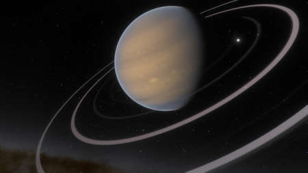 Deep space planets, awesome science fiction wallpaper, cosmic landscape. 3d render