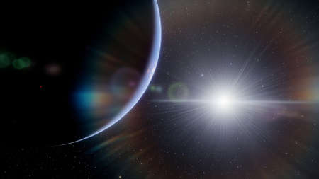 Cosmic landscape, beautiful science fiction wallpaper with endless deep space. 3D renderの写真素材