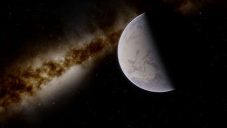 Cosmic landscape, beautiful science fiction wallpaper with endless deep space. 3D render