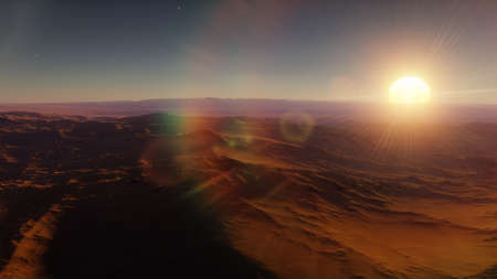 beautiful space view, view from an alien planet, exoplanet surface, fantastic planet 3D render