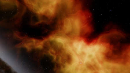 Nebula and galaxies in space. Abstract cosmos background. 3D render