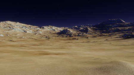 Beautiful alien landscape, panorama of the surface of a fantasy planet, unknown world in space. 3D...
