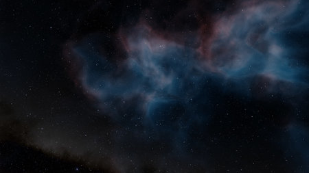 nebula gas cloud in deep outer space, science fiction illustrarion, colorful space background with stars 3d renderの写真素材