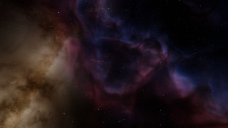 nebula gas cloud in deep outer space, science fiction illustrarion, colorful space background with stars 3d renderの写真素材