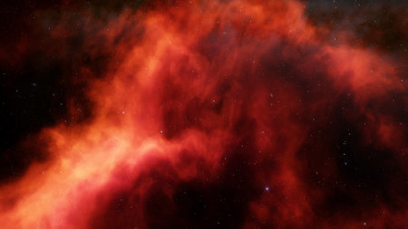 nebula gas cloud in deep outer space, science fiction illustrarion, colorful space background with stars 3d renderの写真素材