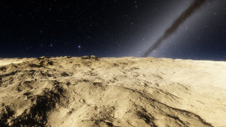 alien planet landscape, science fiction illustration, view from a beautiful planet, beautiful space...