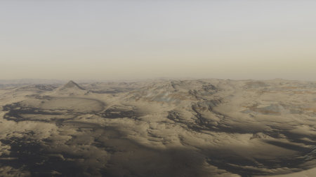 beautiful view from an exoplanet, a view from an alien planet, a computer-generated surface, a fantastic view of an unknown world, a fantasy world 3D renderの写真素材