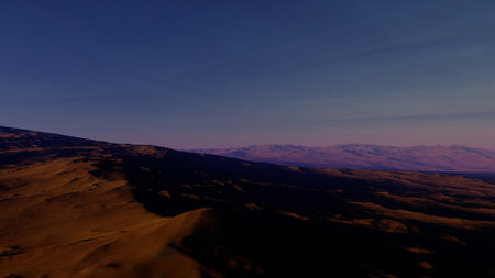 beautiful view from an exoplanet, a view from an alien planet, a computer-generated surface, a fantastic view of an unknown world, a fantasy world 3D renderの写真素材