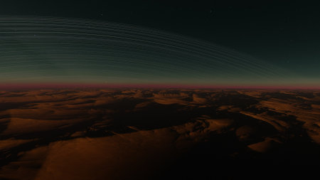 science fiction illustration, beautiful space background, a computer-generated surface, a fantasy world 3d renderの写真素材