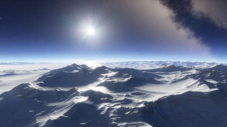 science fiction illustration, beautiful space background, a computer-generated surface, a fantasy world 3d renderの写真素材