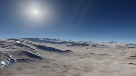alien planet landscape, science fiction illustration, view from a beautiful planet, beautiful space background 3d renderの写真素材