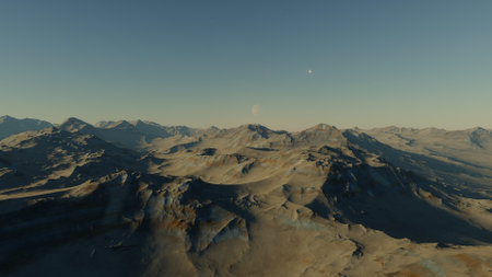 alien planet landscape, science fiction illustration, view from a beautiful planet, beautiful space background 3d renderの写真素材