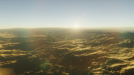 alien planet landscape, science fiction illustration, view from a beautiful planet, beautiful space background 3d renderの写真素材