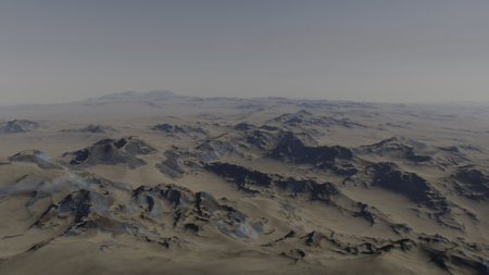 alien planet landscape, science fiction illustration, view from a beautiful planet, beautiful space background 3d renderの写真素材