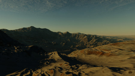 alien planet landscape, science fiction illustration, view from a beautiful planet, beautiful space background 3d renderの写真素材