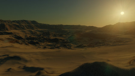 alien planet landscape, science fiction illustration, view from a beautiful planet, beautiful space background 3d renderの写真素材
