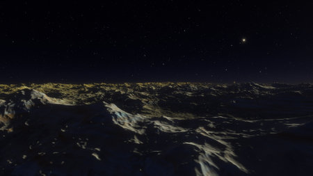 alien planet landscape, science fiction illustration, view from a beautiful planet, beautiful space...