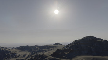 alien planet landscape, science fiction illustration, view from a beautiful planet, beautiful space background 3d renderの写真素材