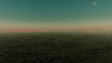 alien planet landscape, science fiction illustration, view from a beautiful planet, beautiful space background 3d renderの写真素材
