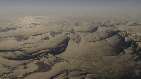 alien planet landscape, science fiction illustration, view from a beautiful planet, beautiful space background 3d renderの写真素材
