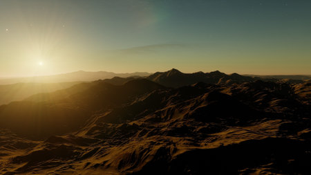 alien planet landscape, science fiction illustration, view from a beautiful planet, beautiful space background 3d renderの写真素材