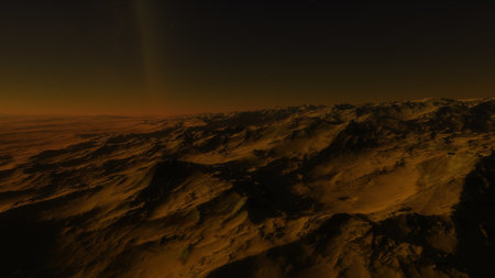 alien planet landscape, science fiction illustration, view from a beautiful planet, beautiful space background 3d renderの写真素材